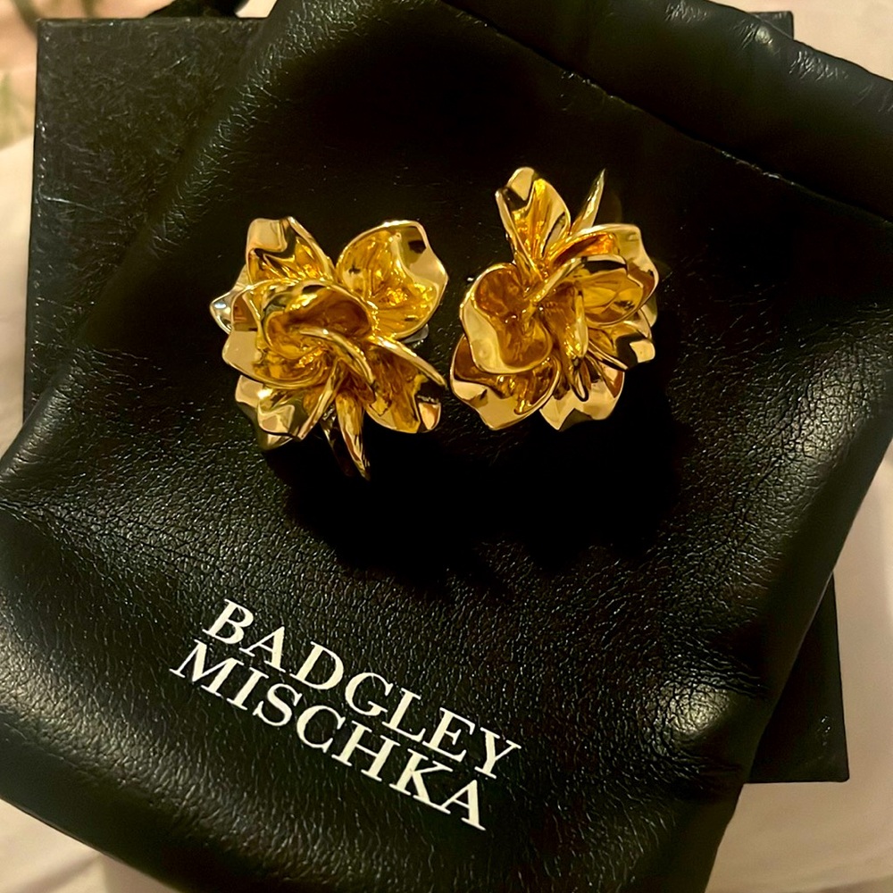 Gorgeous Gold Flower Stud Earrings From BADGLEY MISHKA. Sold out online.